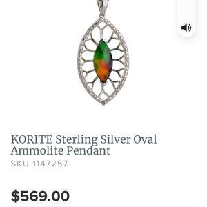 Marquise ammolite pendant set in Sterling Silver